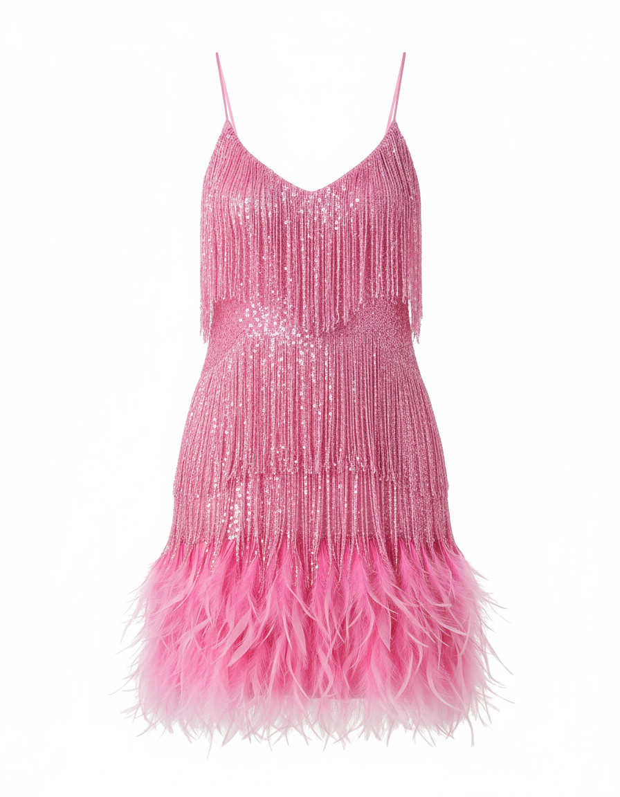 Avarylane | Cocktail Dress with Sequins | Fitted Silhouette and Glamour Rose