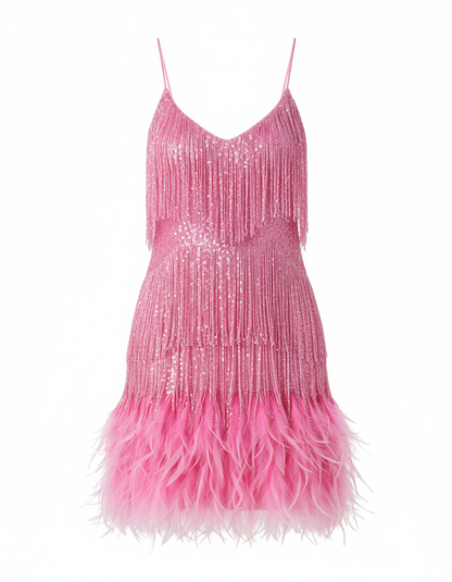 Avarylane | Cocktail Dress with Sequins | Fitted Silhouette and Glamour Rose