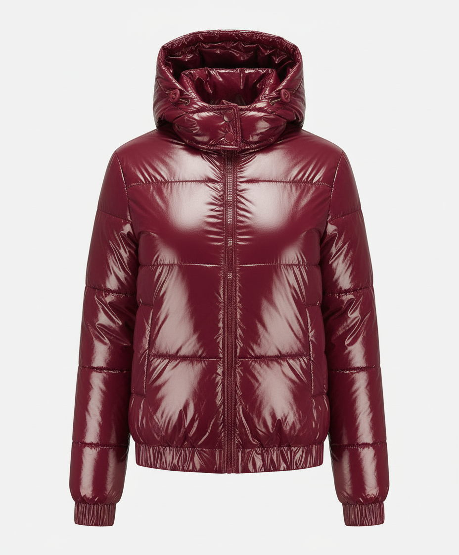 Avarylane | Shiny Winter Jacket for Women | Water-Repellent with Hood and Insulation Burgundy