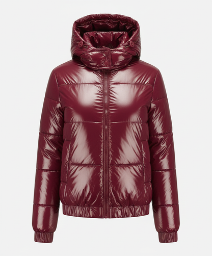 Avarylane | Shiny Winter Jacket for Women | Water-Repellent with Hood and Insulation Burgundy