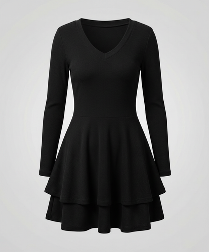Avarylane | Wrap Dress for Women | V-neck with Ruffle Skirt Black