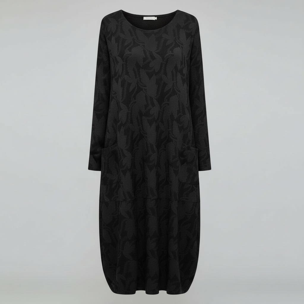 Avarylane | Patterned Winter Dress for Women | Elegant Design with Warming Comfort Black