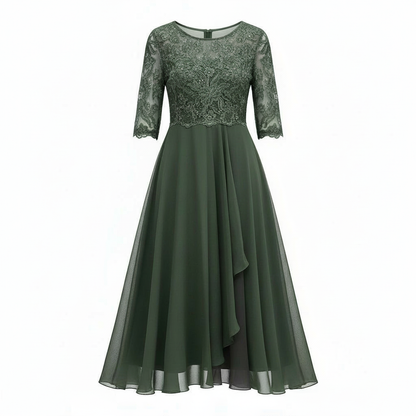 Avarylane | Midi Dress for Women | High Waist and Flowing Silhouette Green