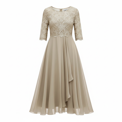 Avarylane | Midi Dress for Women | High Waist and Flowing Silhouette Beige
