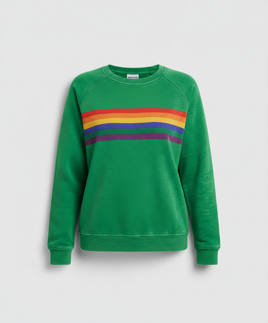 Avarylane | Rainbow Stripe Sweater for Women | Soft Fit with Vintage Feel Green
