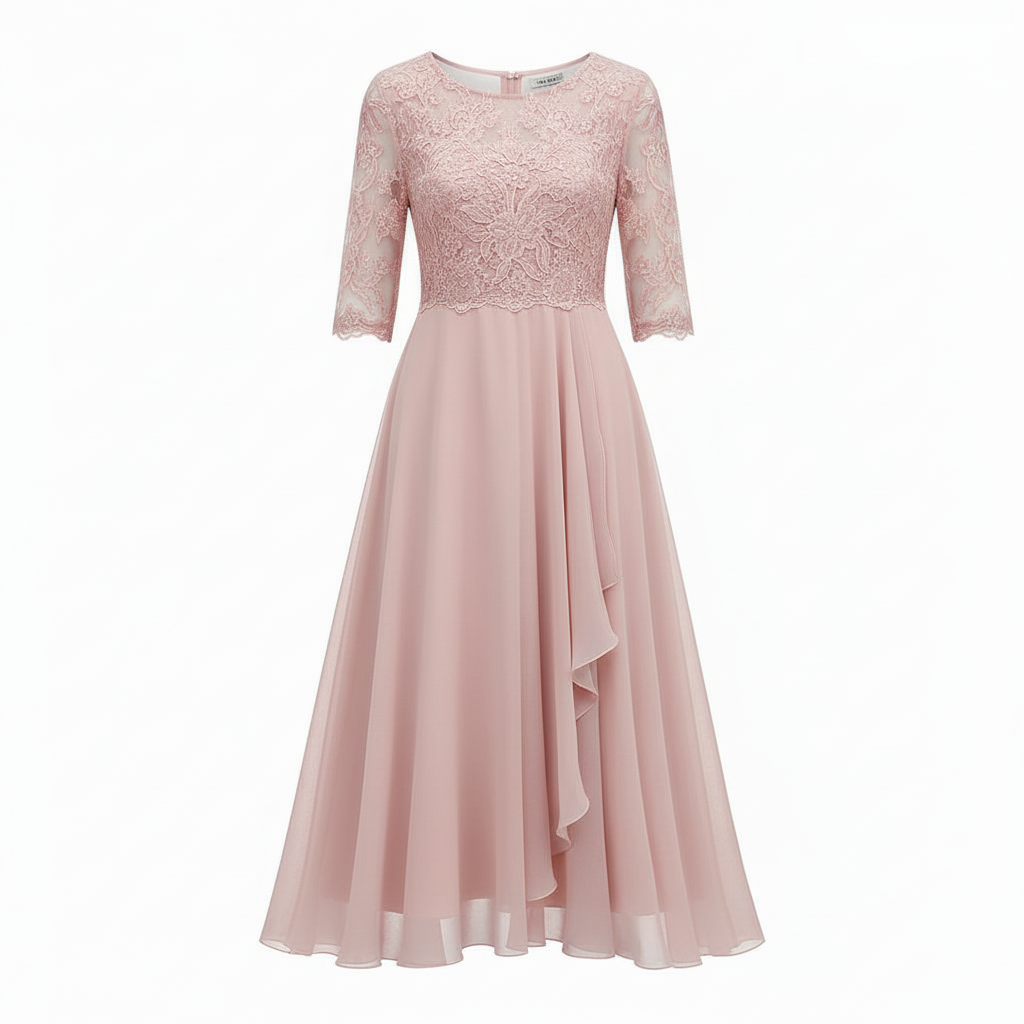 Avarylane | Midi Dress for Women | High Waist and Flowing Silhouette Rose
