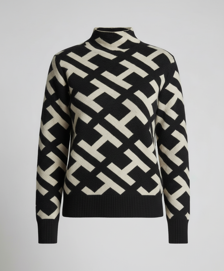 Avarylane | Geometric Sweater for Women | V-neckline and Comfortable Fit