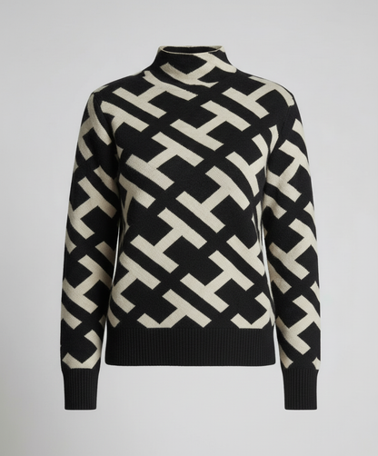 Avarylane | Geometric Sweater for Women | V-neckline and Comfortable Fit