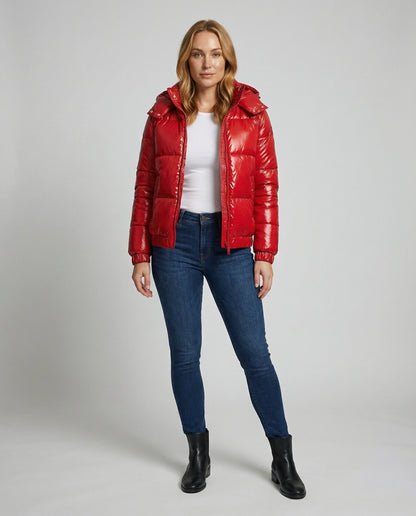 Avarylane | Shiny Winter Jacket for Women | Water-Repellent with Hood and Insulation