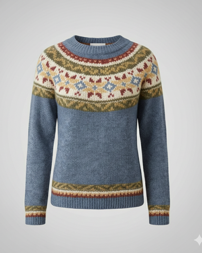 Avarylane | Norwegian Sweater for Women | Nordic Pattern and Warming Comfort Gray Stars