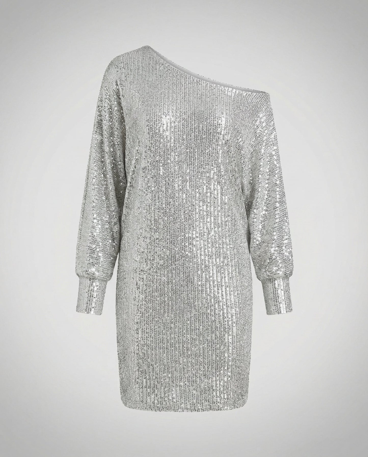 Avarylane | Sequin Dress for Women | Contrast Design and Festive Shine Silver