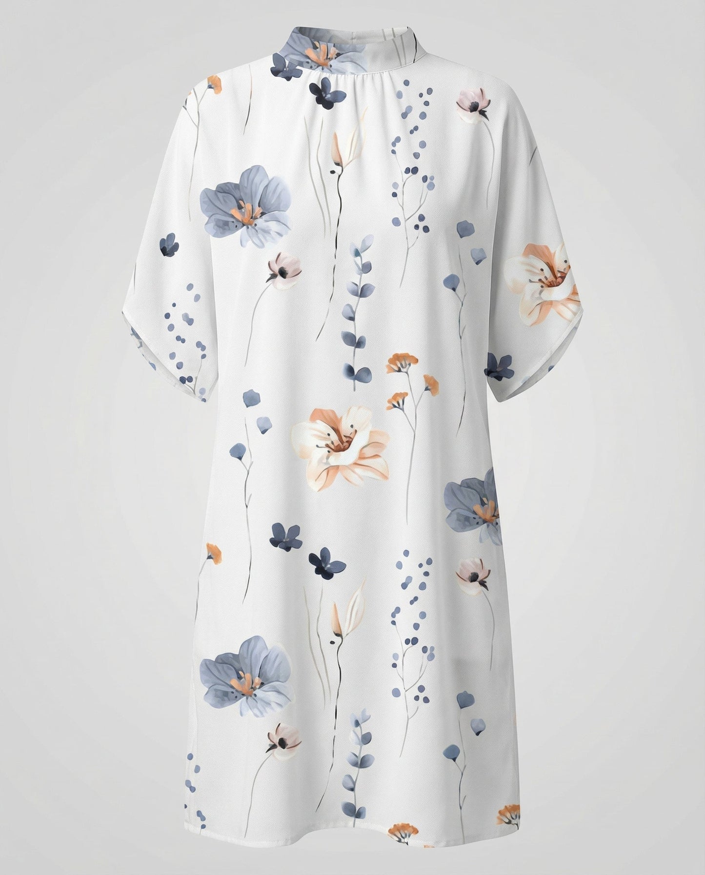 Avarylane | Dress with Bat Sleeves | Loose Fit and Modern Style White