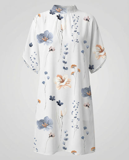 Avarylane | Dress with Bat Sleeves | Loose Fit and Modern Style White