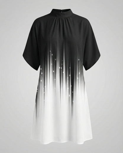 Avarylane | Dress with Bat Sleeves | Loose Fit and Modern Style Black & White
