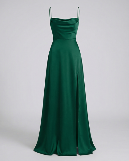 Avarylane | Maxi Dress with High Silk Content | Sleeveless with Braided Back Green