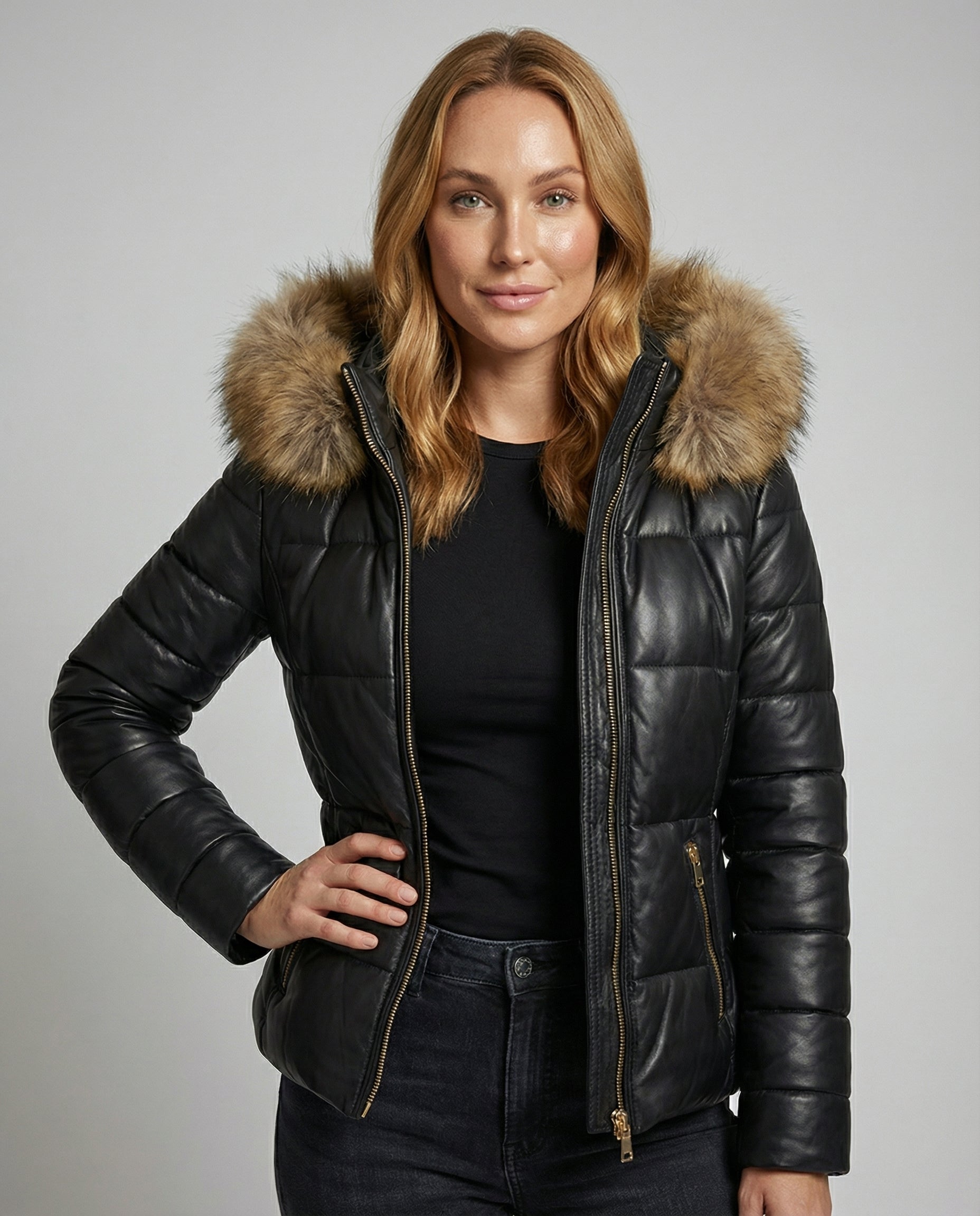 Avarylane | Warm Winter Jacket for Women | Oversized Design with Fur-Lined Hood Black