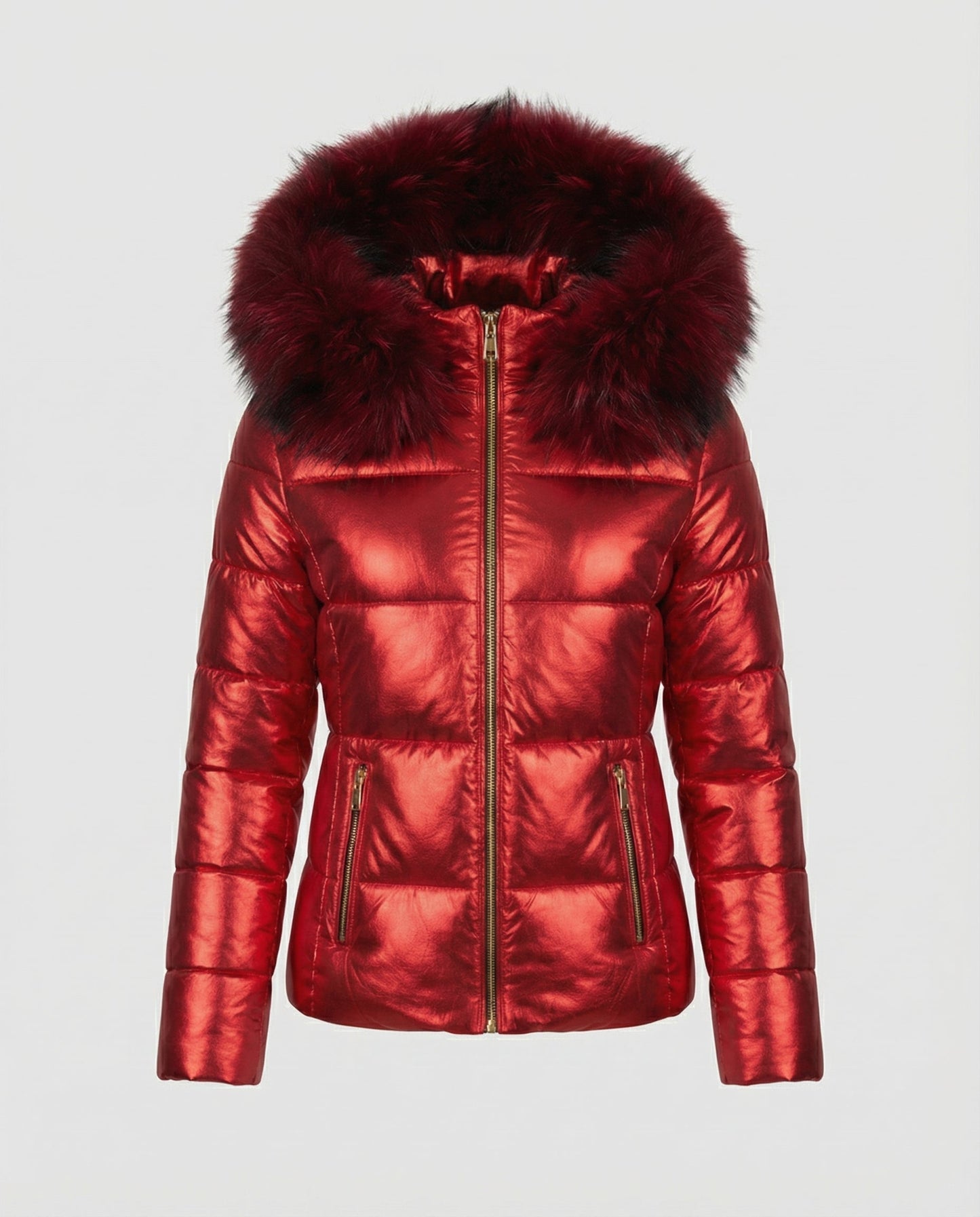 Avarylane | Warm Winter Jacket for Women | Oversized Design with Fur-Lined Hood Red