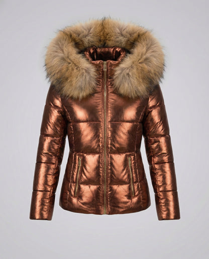 Avarylane | Warm Winter Jacket for Women | Oversized Design with Fur-Lined Hood Brown
