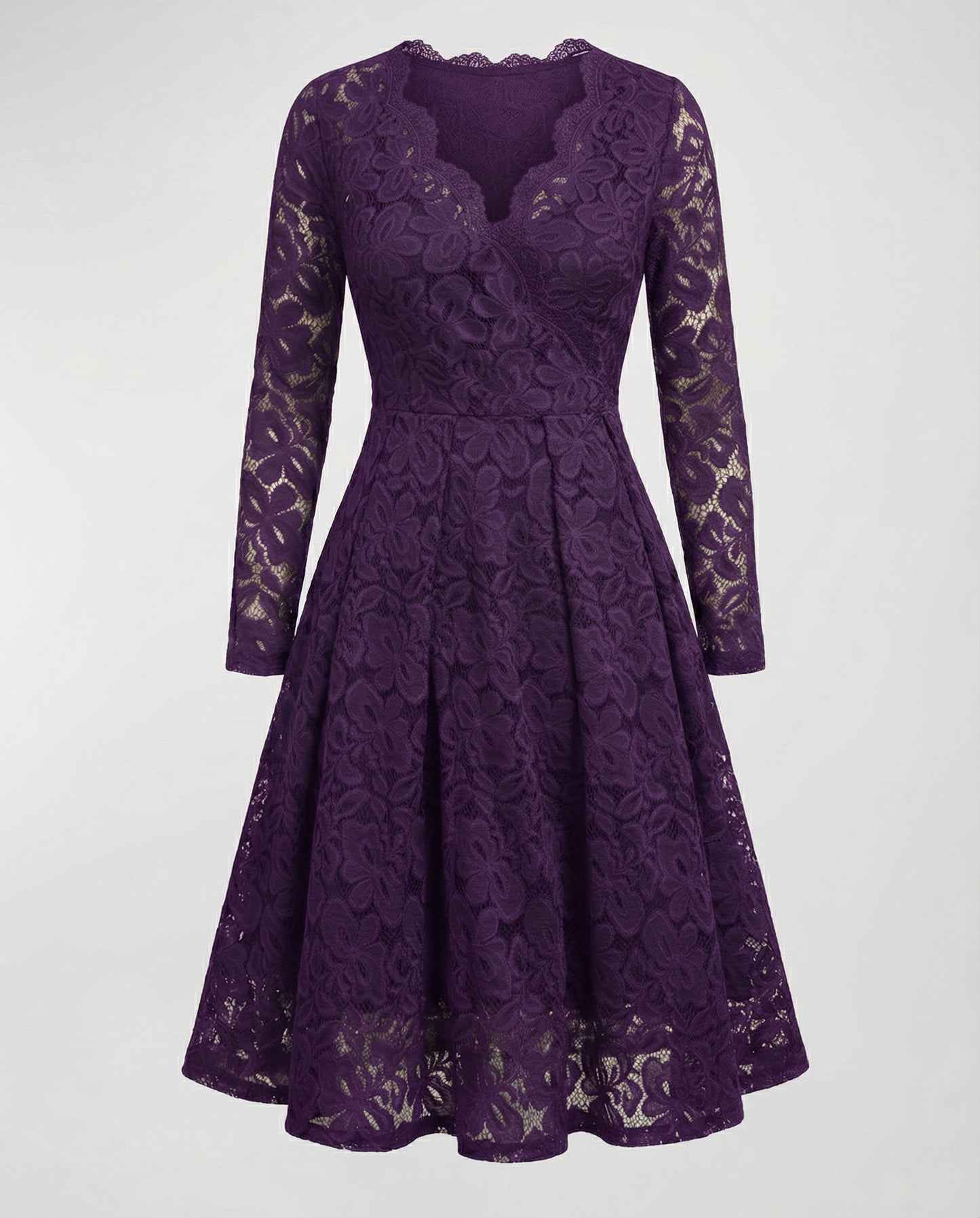 Avarylane | Lace Dress for Women | Deep V-neckline and Elegant Silhouette Lilac