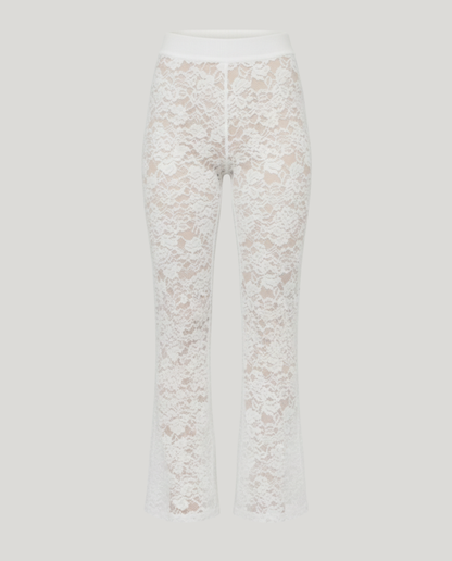 Avarylane | Lace Pants for Women | Wide Leg and Elegant Silhouette White