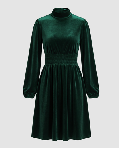 Avarylane | Velvet Dress for Women | Elegant Cut with Long Sleeves Green