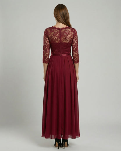 Avarylane | Lace Dress for Bridesmaid | Long Flowing Design with 3/4 Sleeve