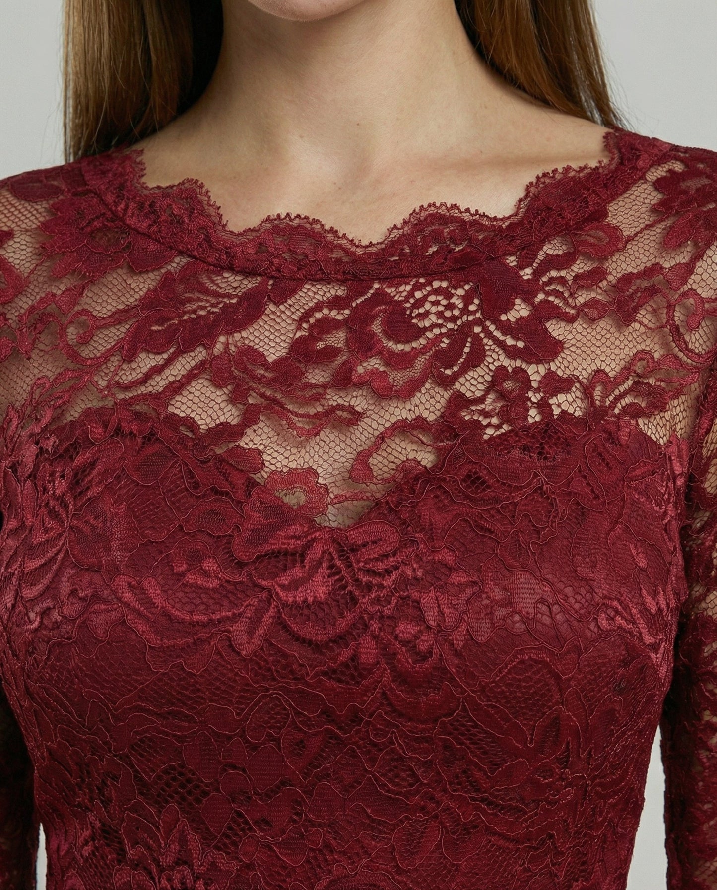 Avarylane | Lace Dress for Bridesmaid | Long Flowing Design with 3/4 Sleeve