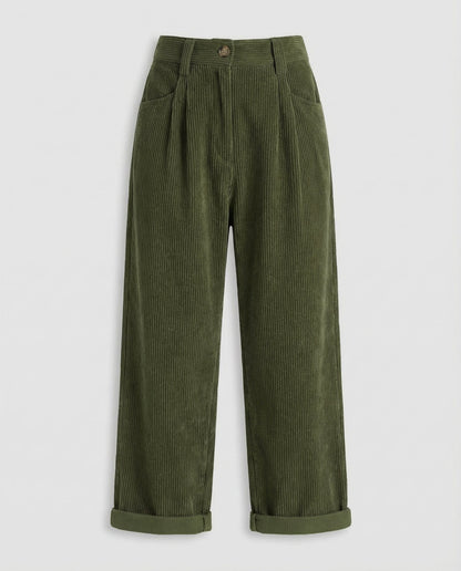 Avarylane | Cord Pants for Women | Elastic Waist and Loose Fit