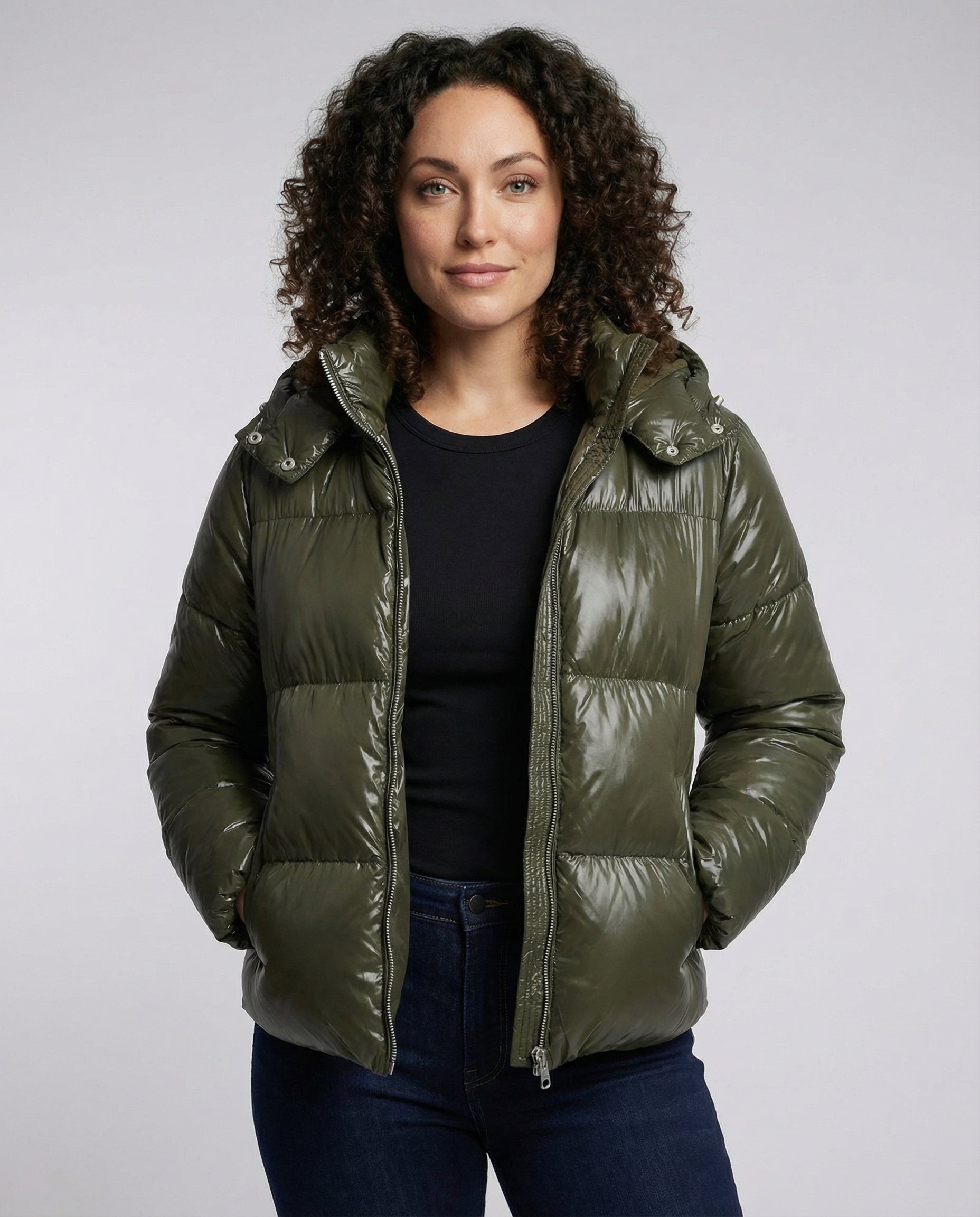 Avarylane | Puffy Jacket for Women | Tailored Design with Hood and Warmth Green