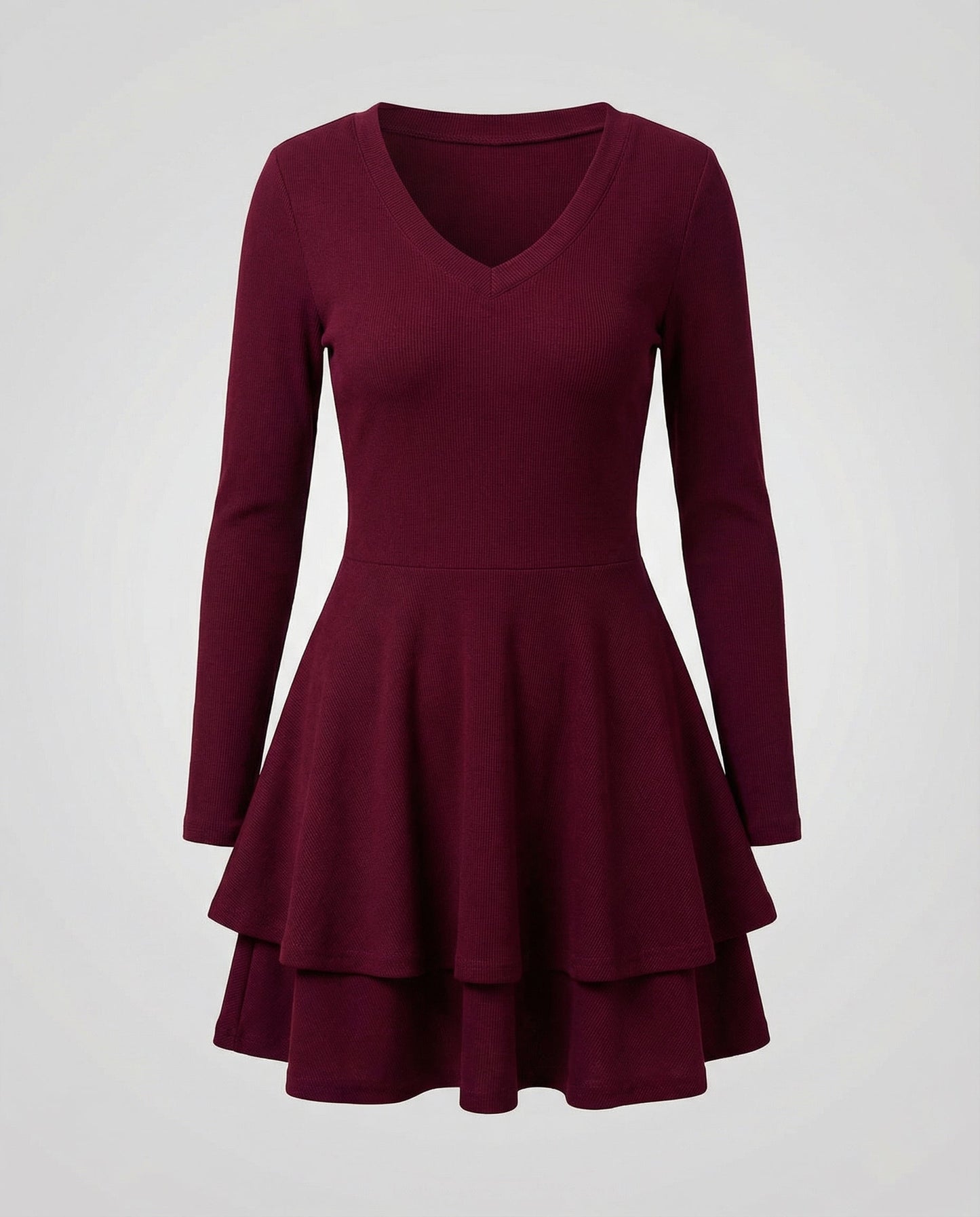 Avarylane | Wrap Dress for Women | V-neck with Ruffle Skirt Wine red