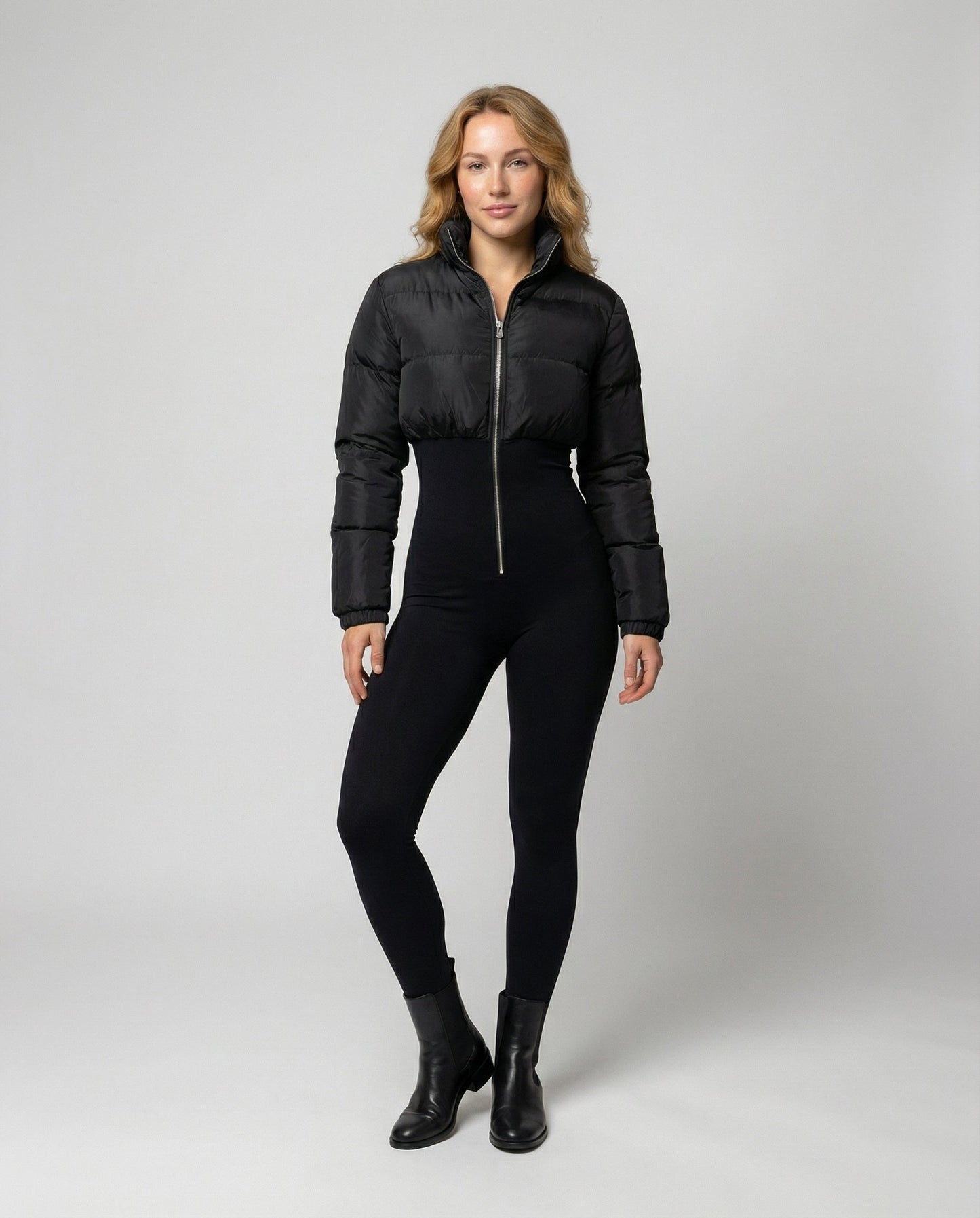 Avarylane | Fitted Down Jacket for Women | Warming Design with Belt Black