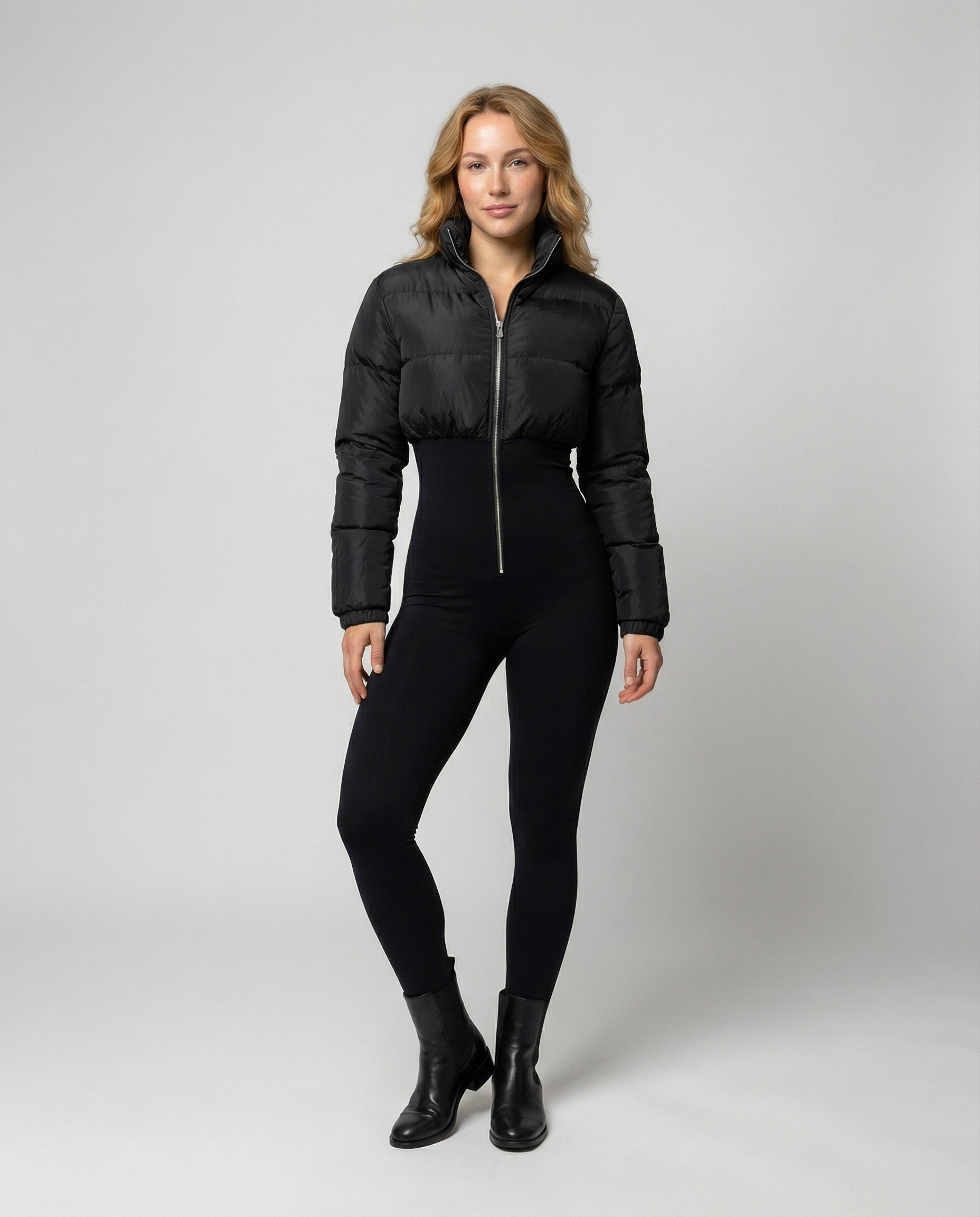 Avarylane | Fitted Down Jacket for Women | Warming Design with Belt Black