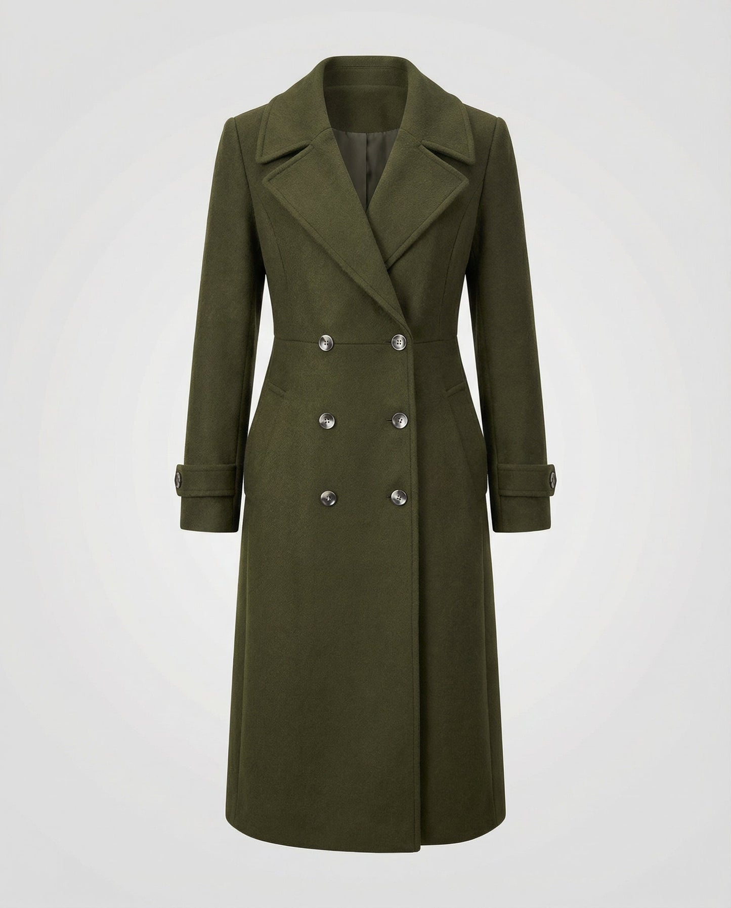 Avarylane | Wool coat for Women | Double-breasted Design with High Collar Green