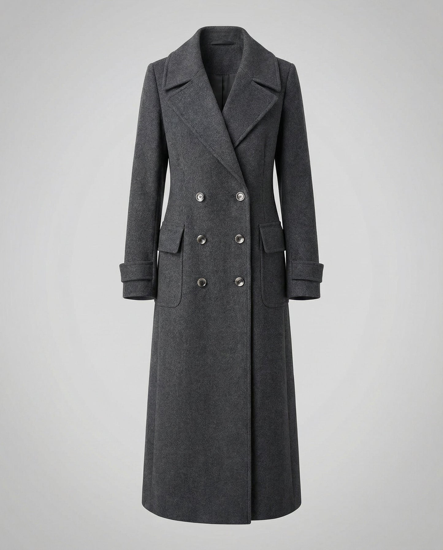 Avarylane | Wool coat for Women | Double-breasted Design with High Collar Gray