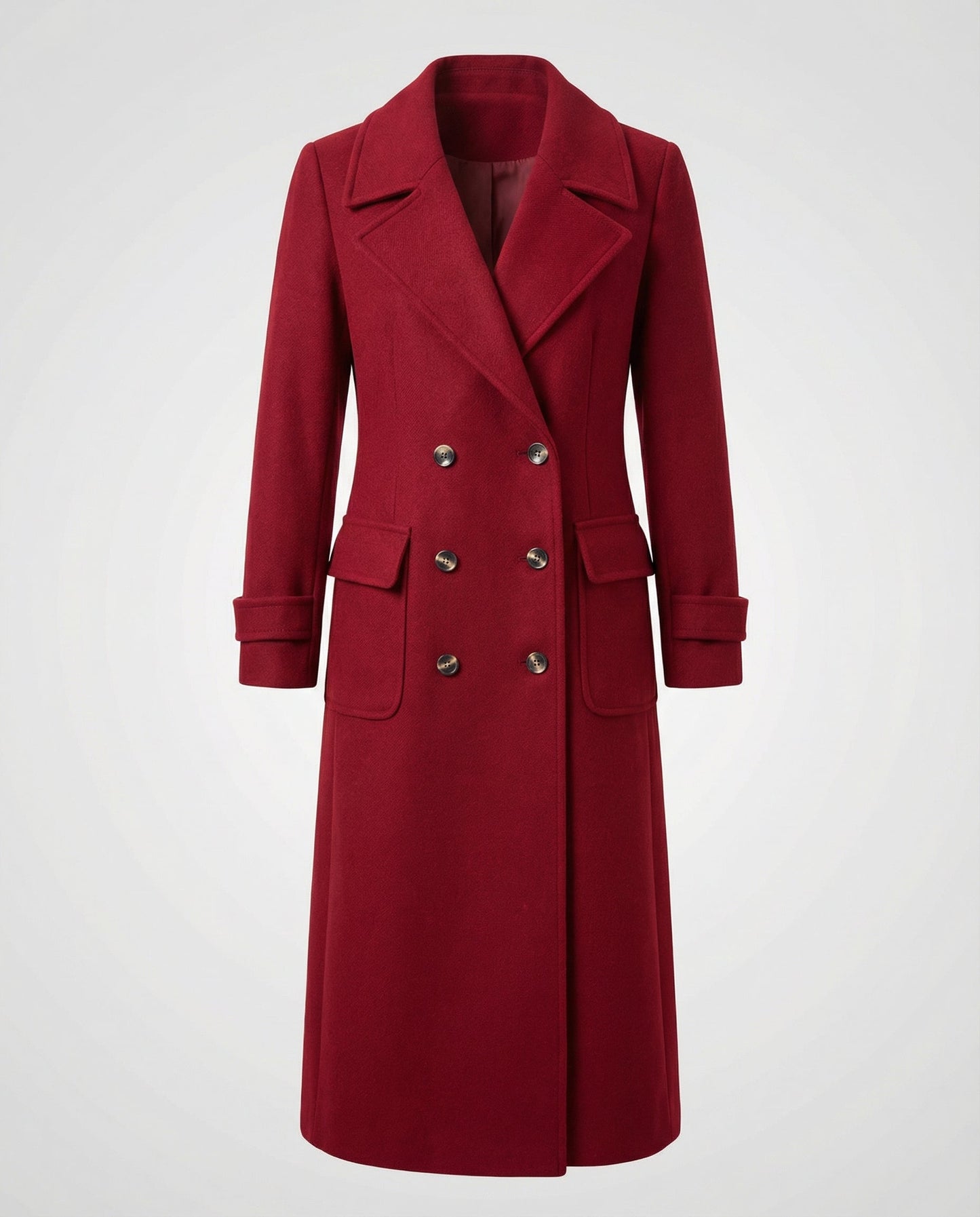 Avarylane | Wool coat for Women | Double-breasted Design with High Collar Red