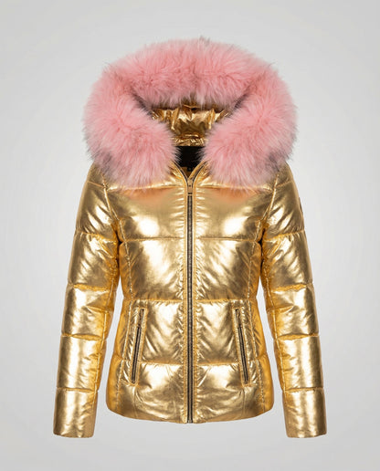 Avarylane | Warm Winter Jacket for Women | Oversized Design with Fur-Lined Hood Yellow