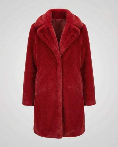 Avarylane | Faux Fur Winter Jacket for Women | Soft Warmth and Elegant Design Red