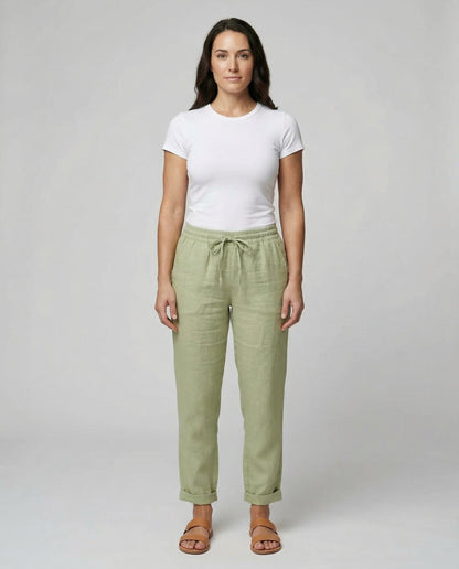 Avarylane | Linen Pants for Women | Lightweight and Airy Summer Design Green