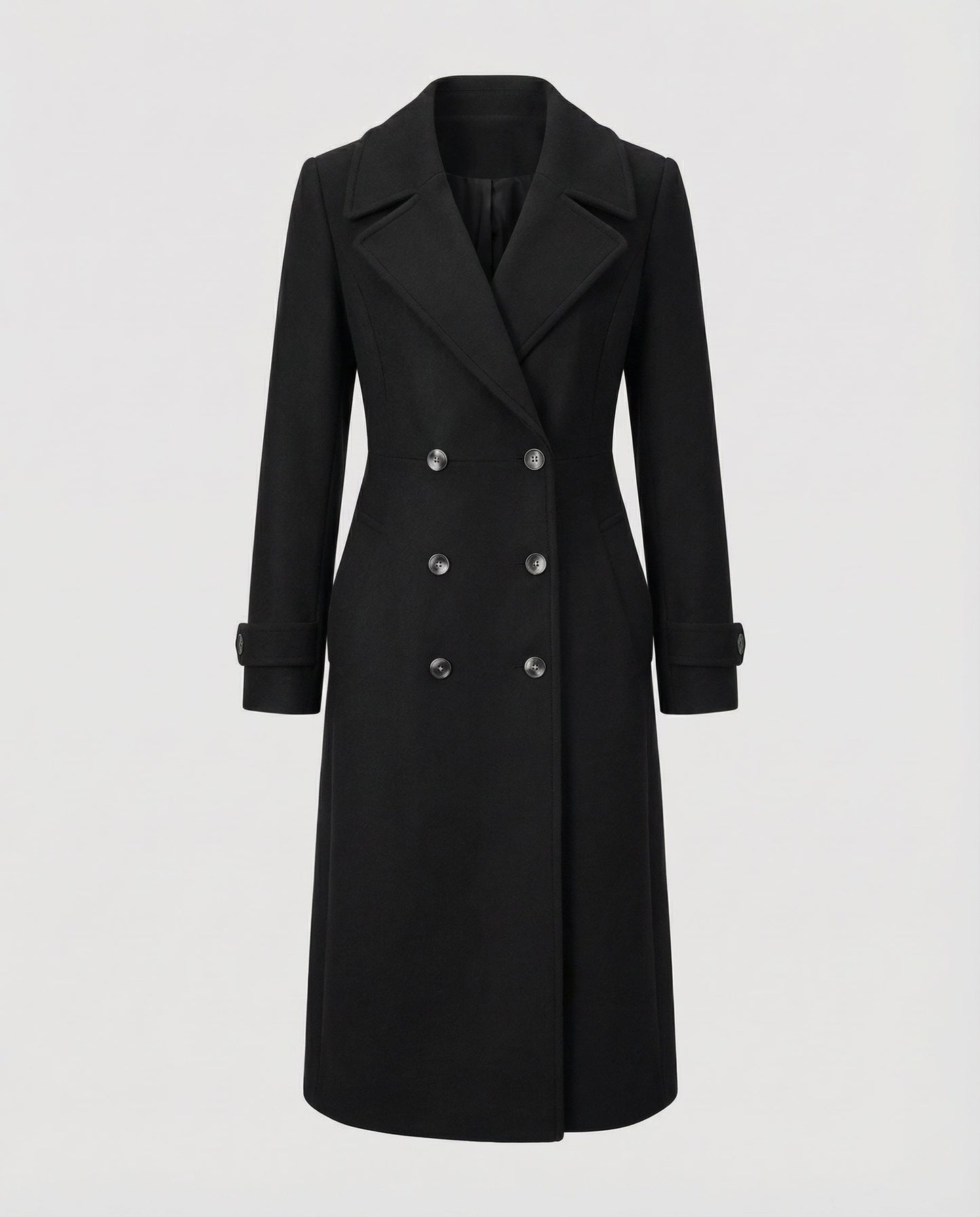 Avarylane | Wool coat for Women | Double-breasted Design with High Collar Black