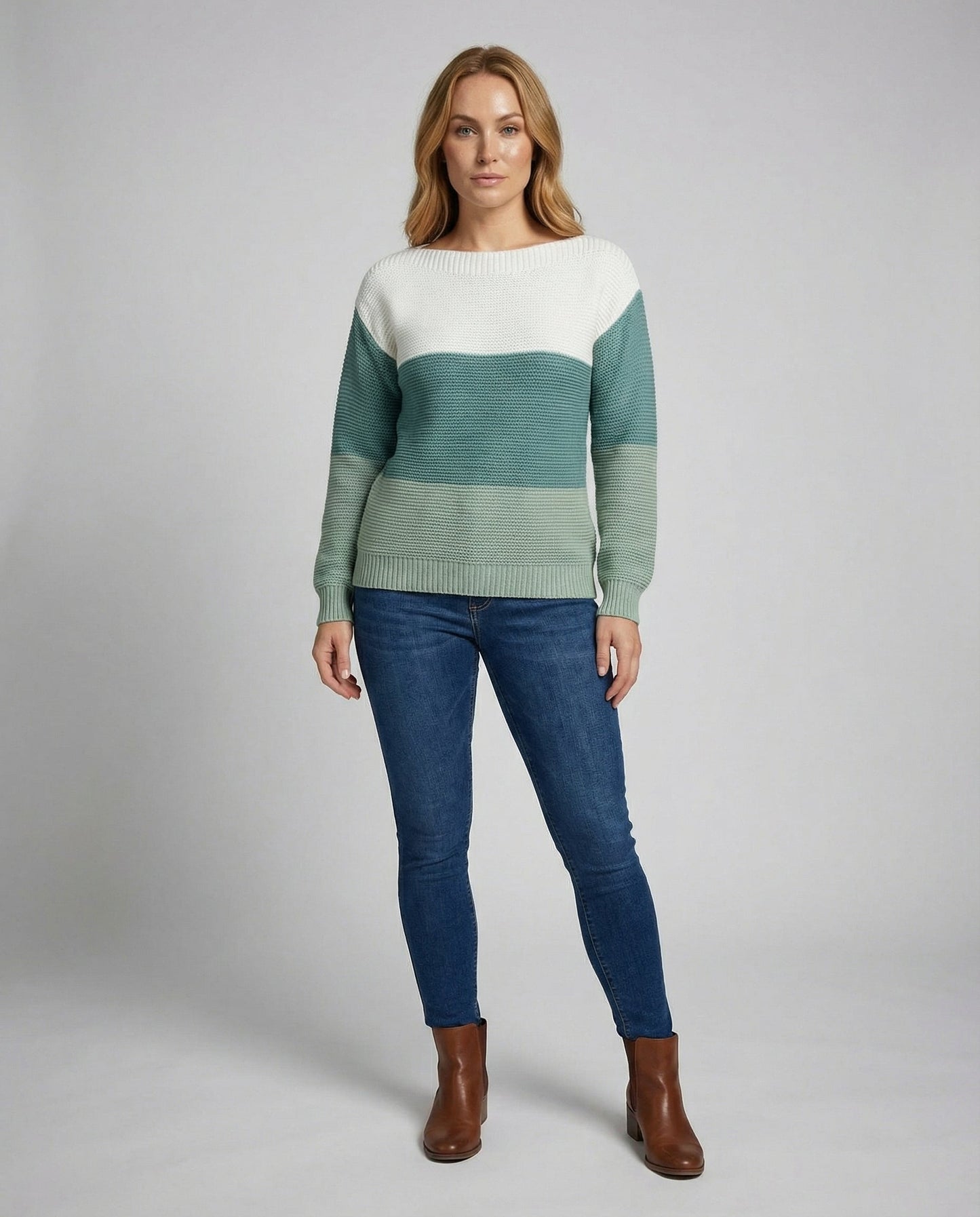 Avarylane | Patchwork Sweater for Women | Modern Three-Color Design and Comfortable Fit