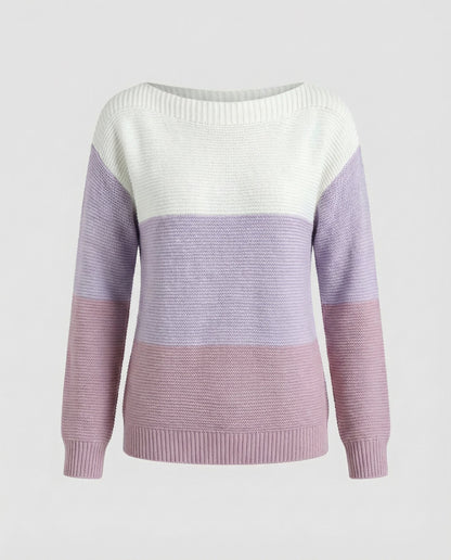 Avarylane | Patchwork Sweater for Women | Modern Three-Color Design and Comfortable Fit Lilac