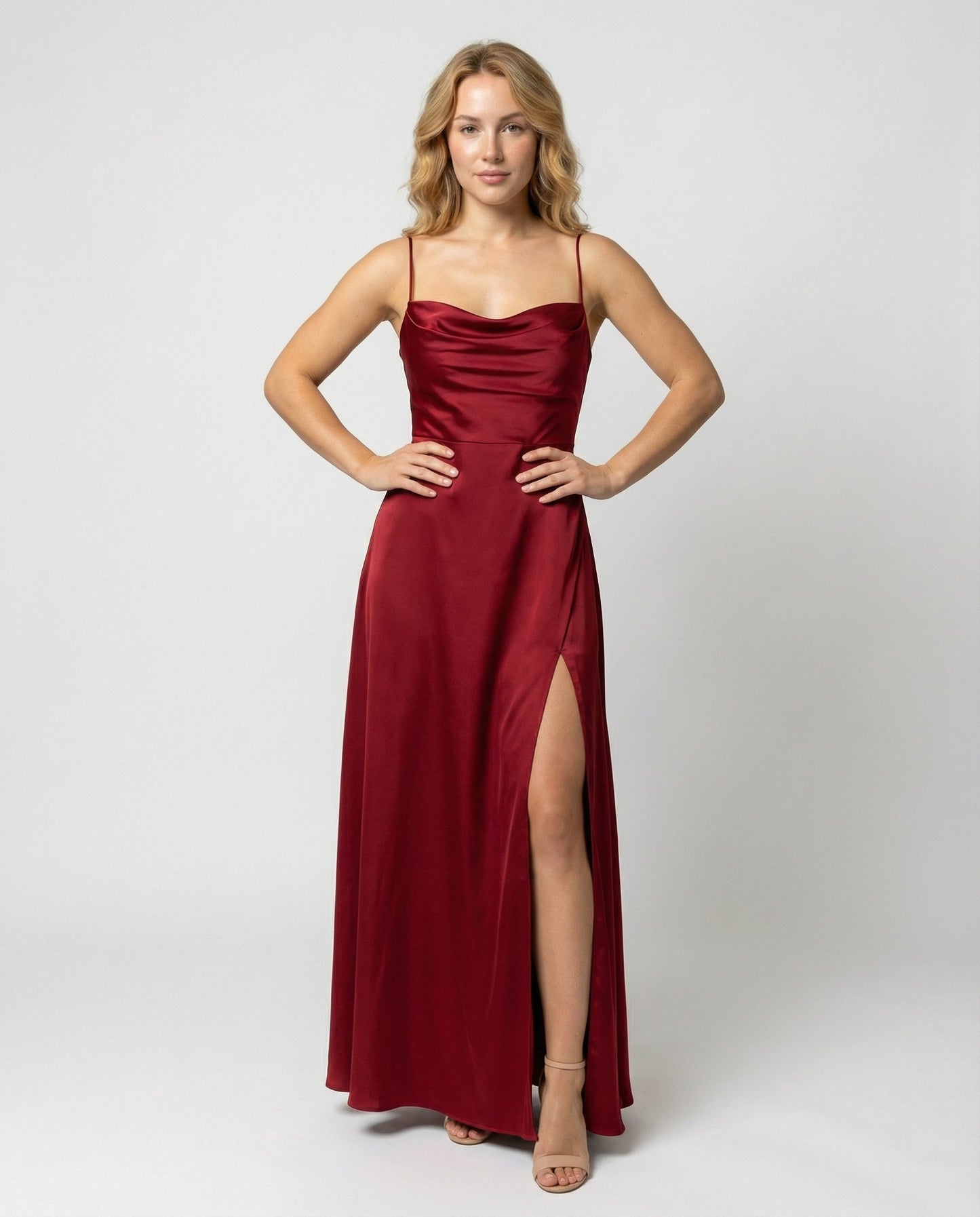 Avarylane | Maxi Dress with High Silk Content | Sleeveless with Braided Back Red