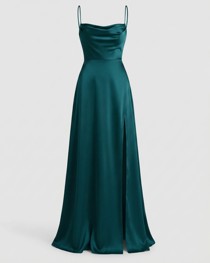 Avarylane | Maxi Dress with High Silk Content | Sleeveless with Braided Back Blue