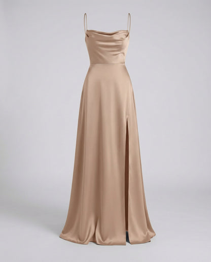 Avarylane | Maxi Dress with High Silk Content | Sleeveless with Braided Back Brown