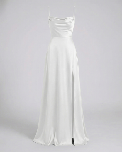 Avarylane | Maxi Dress with High Silk Content | Sleeveless with Braided Back White