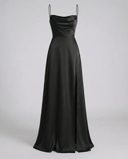 Avarylane | Maxi Dress with High Silk Content | Sleeveless with Braided Back Black