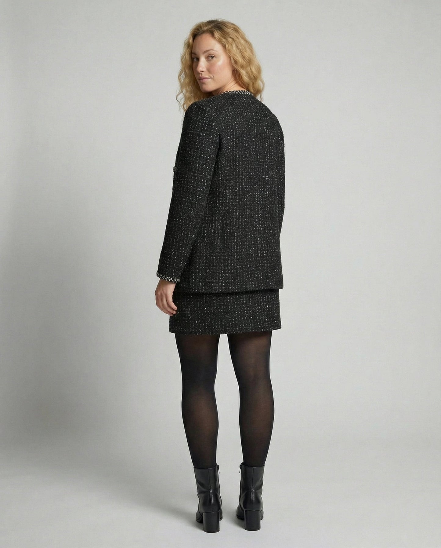 Avarylane | Tweedull Jacket for Women | Long Design with O-neck and Texture
