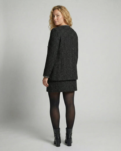 Avarylane | Tweedull Jacket for Women | Long Design with O-neck and Texture