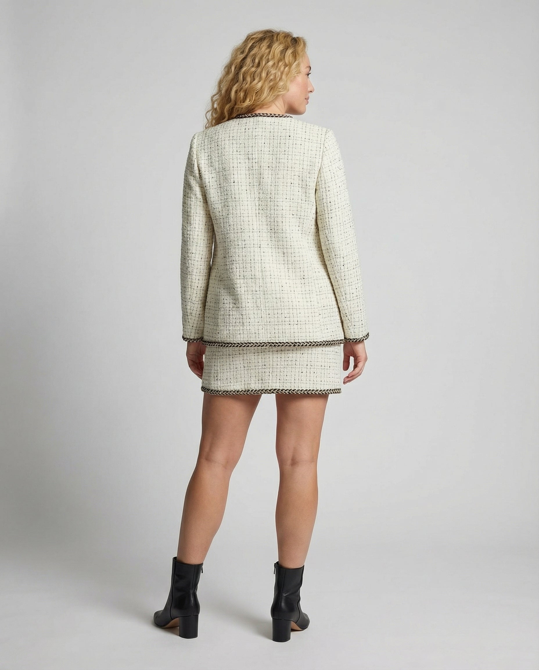 Avarylane | Tweedull Jacket for Women | Long Design with O-neck and Texture