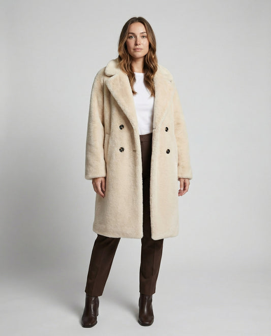 Avarylane | Double-breasted Winter Coat for Women | Elegant Design with Faux Fur
